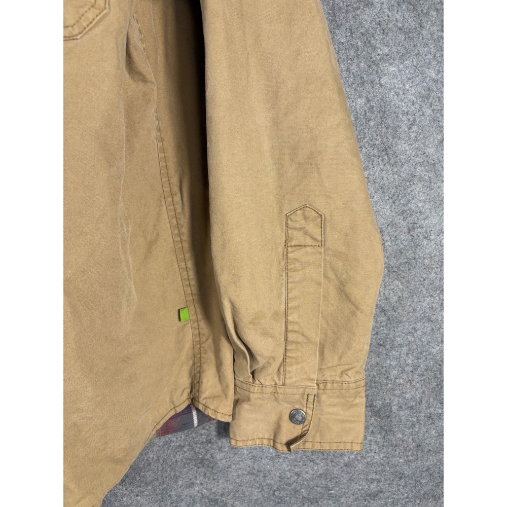 Alpine Design Mens Tan Canvas Flannel Lined Snap Front Shirt Jacket Large - Picture 4 of 12